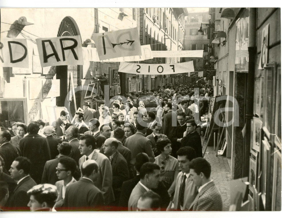 1958 ROMA Inaugurazione mostra d'arte in via MARGUTTA - Fotografia 18x13 cm