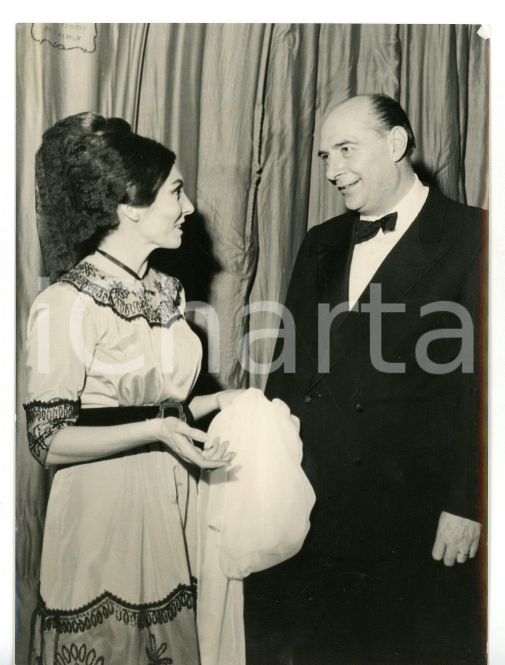 1963 MILANO Piccola Scala - Renzo ROSSELLINI e Rosanna CARTERI *Foto 13x18 cm