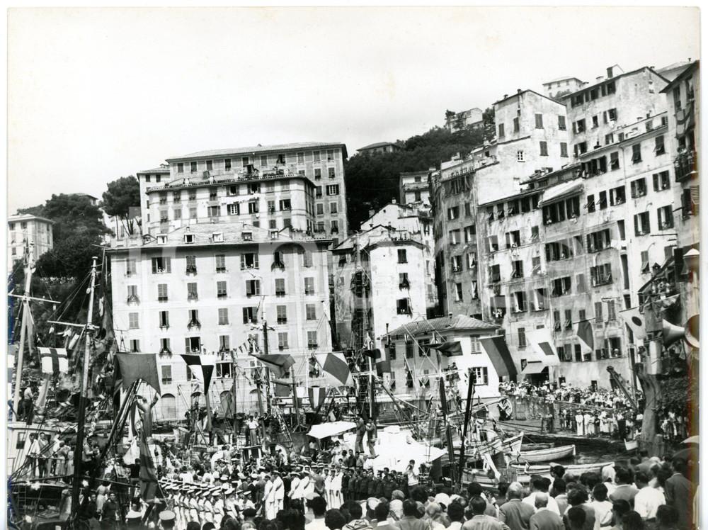 1954 CAMOGLI (GE) Sagra del Pesce - Rivista allievi MARINA MILITARE *Foto 24x18 Fotografia d'epoca. CONDIZIONI: GFORMATO: 24x18 cm     originale e autentica 1