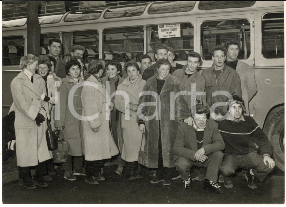 1955 TORINO Fédération Française SKI - Squadra olimpica parte per Cervinia *Foto