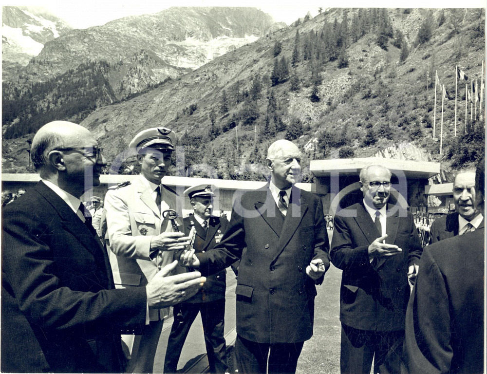 1965 Inaugurazione Traforo MONTE BIANCO - Charles DE GAULLE Giuseppe SARAGAT