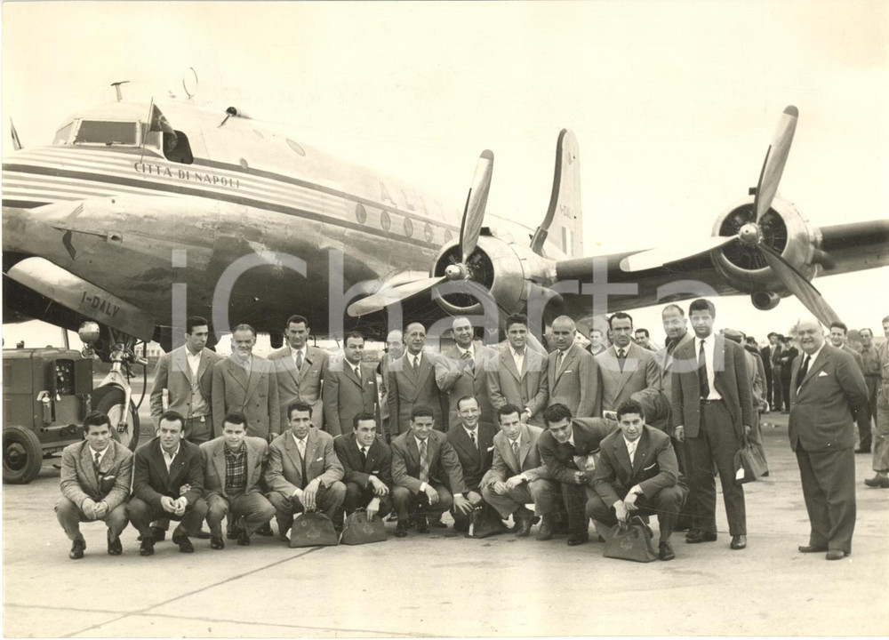 1953 ROMA CALCIO Nazionale B italiana in partenza per ITALIA-GRECIA *Foto 18x13