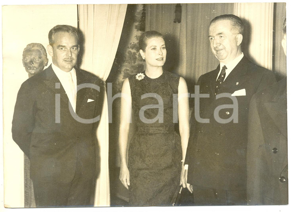 1959 ROMA - QUIRINALE Principi Ranieri e Grace di Monaco - Giuseppe PELLA *Foto