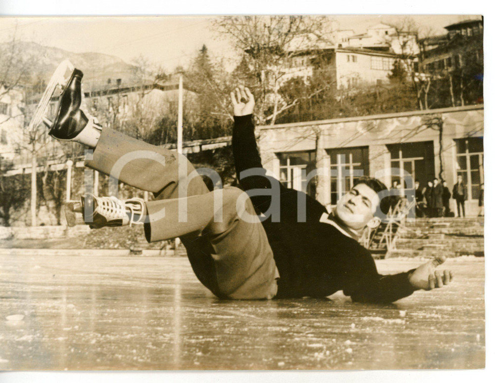 1959 TRENTO Caduta del ciclista Aldo MOSER sui pattini *Foto 18x13 cm