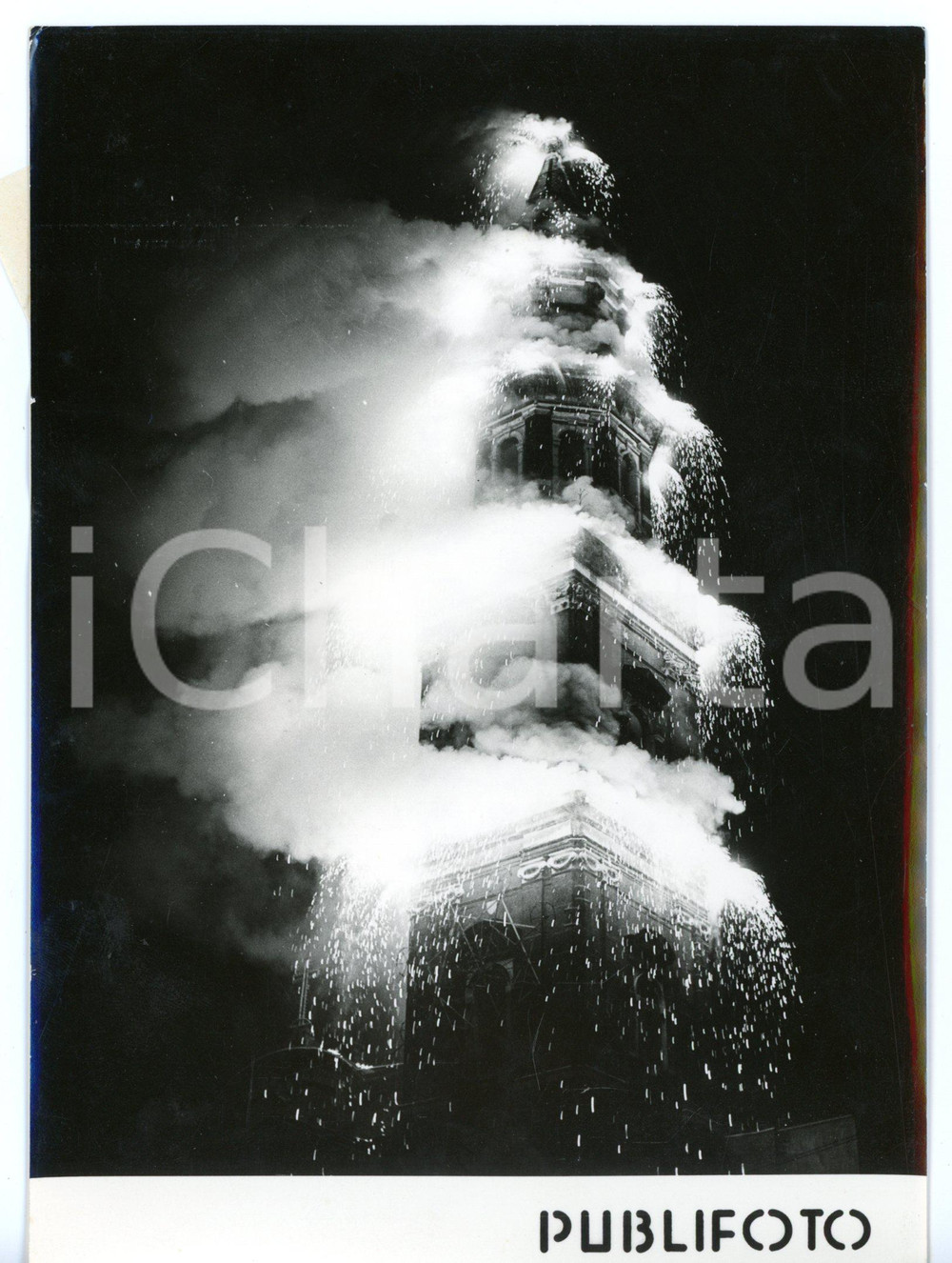 1956 NAPOLI Festa del Carmine - Tradizionale incendio del campanile *Foto 13x18