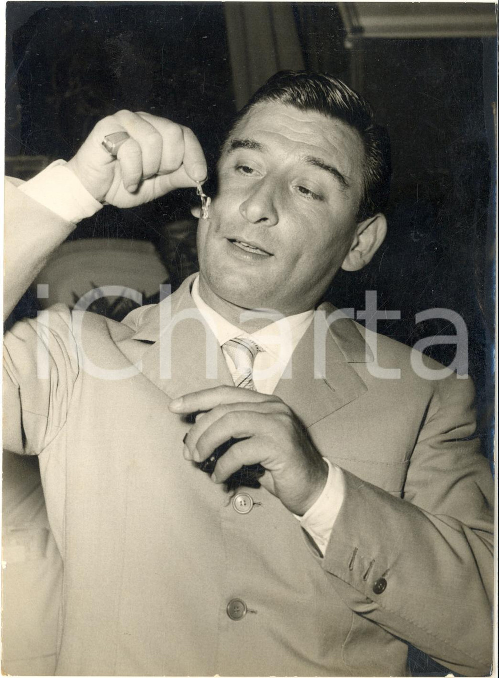 1955 ca RIMINI Renato RASCEL con il premio "Passerella d'oro" *Foto 13x18 cm