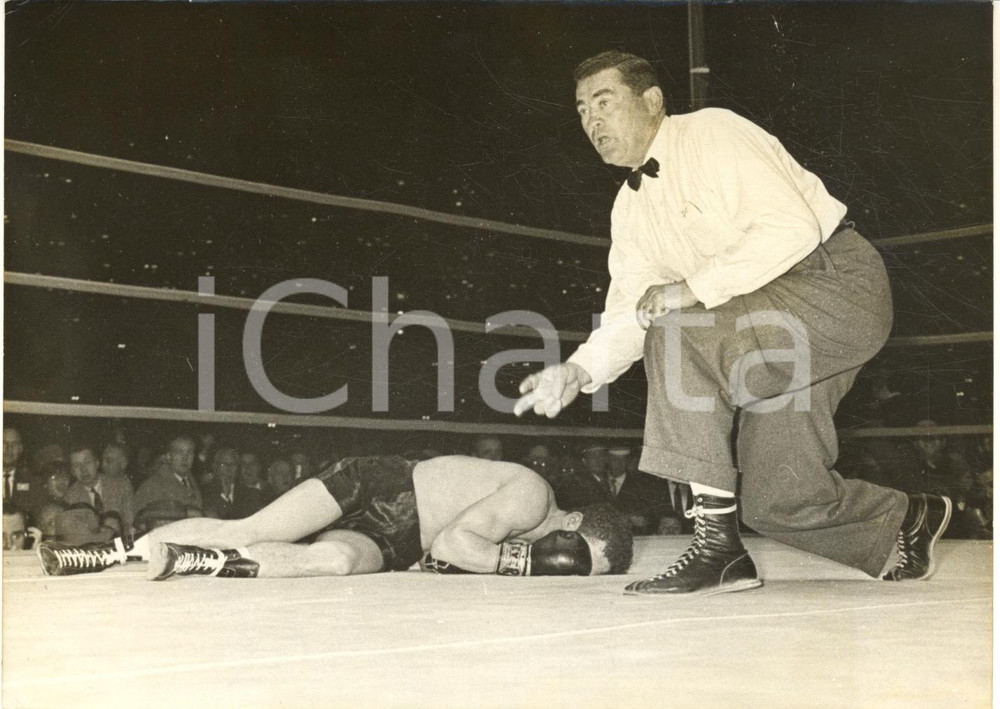 1960 LOS ANGELES BOXE Alphonse HALIMI messo ko da José BECERRA - Foto 18x13