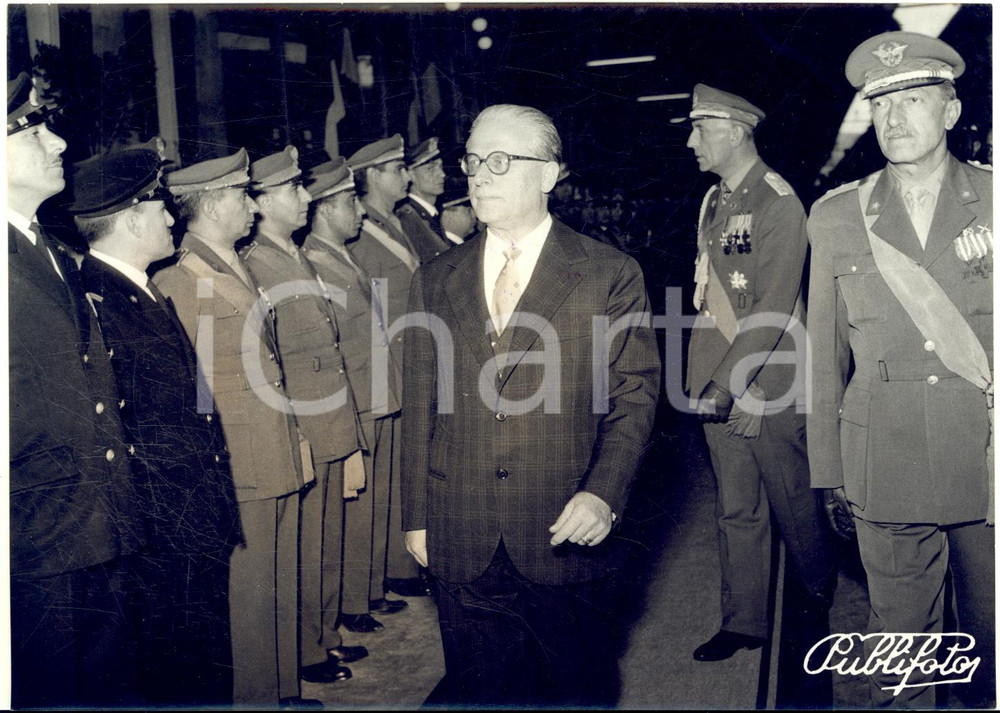 1955 MESSINA Presidente Giovanni GRONCHI riceve gli onori militari - Foto