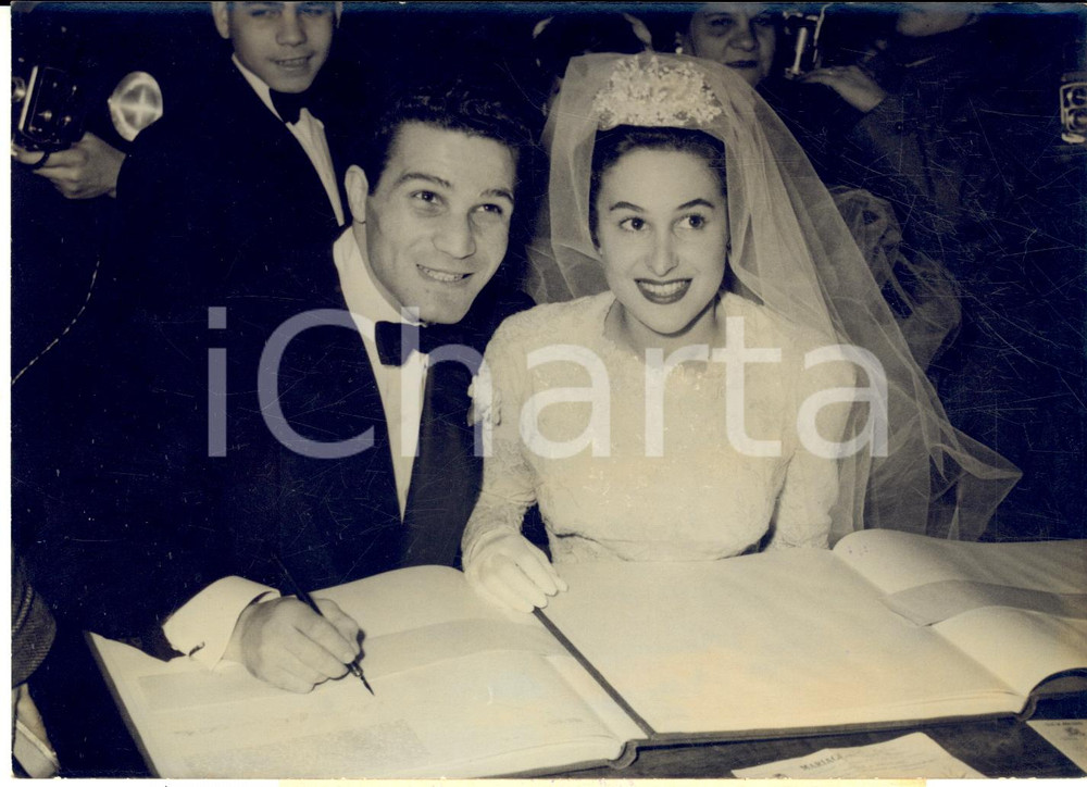 1956 MONT-ROUGE (SEINE) Mariage boxeur Robert COHEN - Zita HUSSON *Photo 18x13