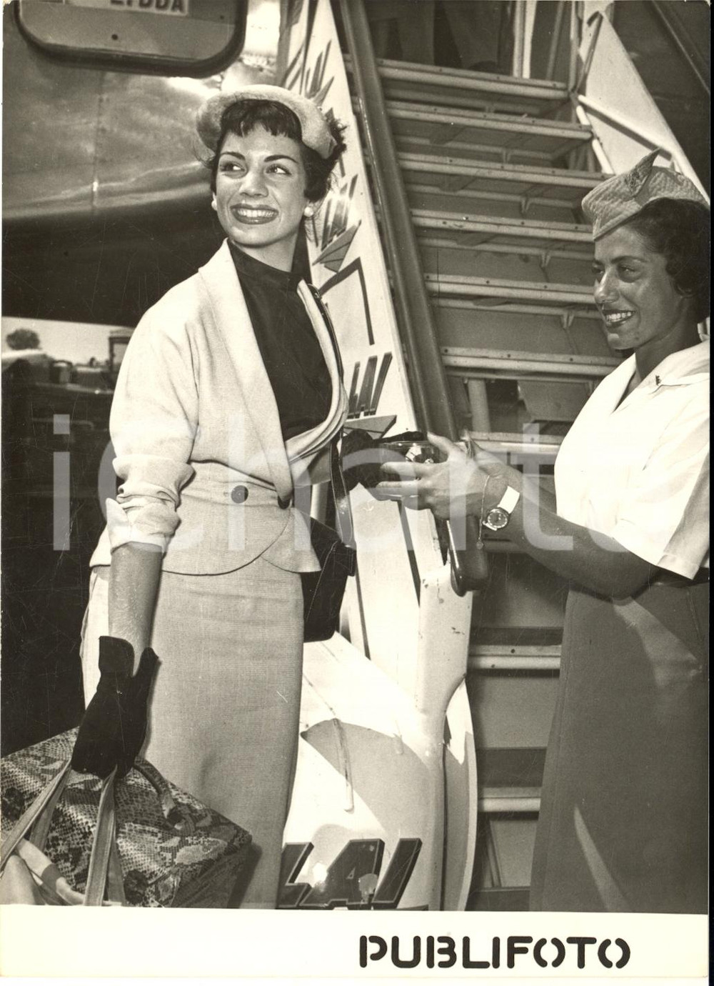 1954 ROMA Arrivo di Ziva SCHAPIRA "Reginetta dell'uva" di TEL AVIV *Foto 13x18