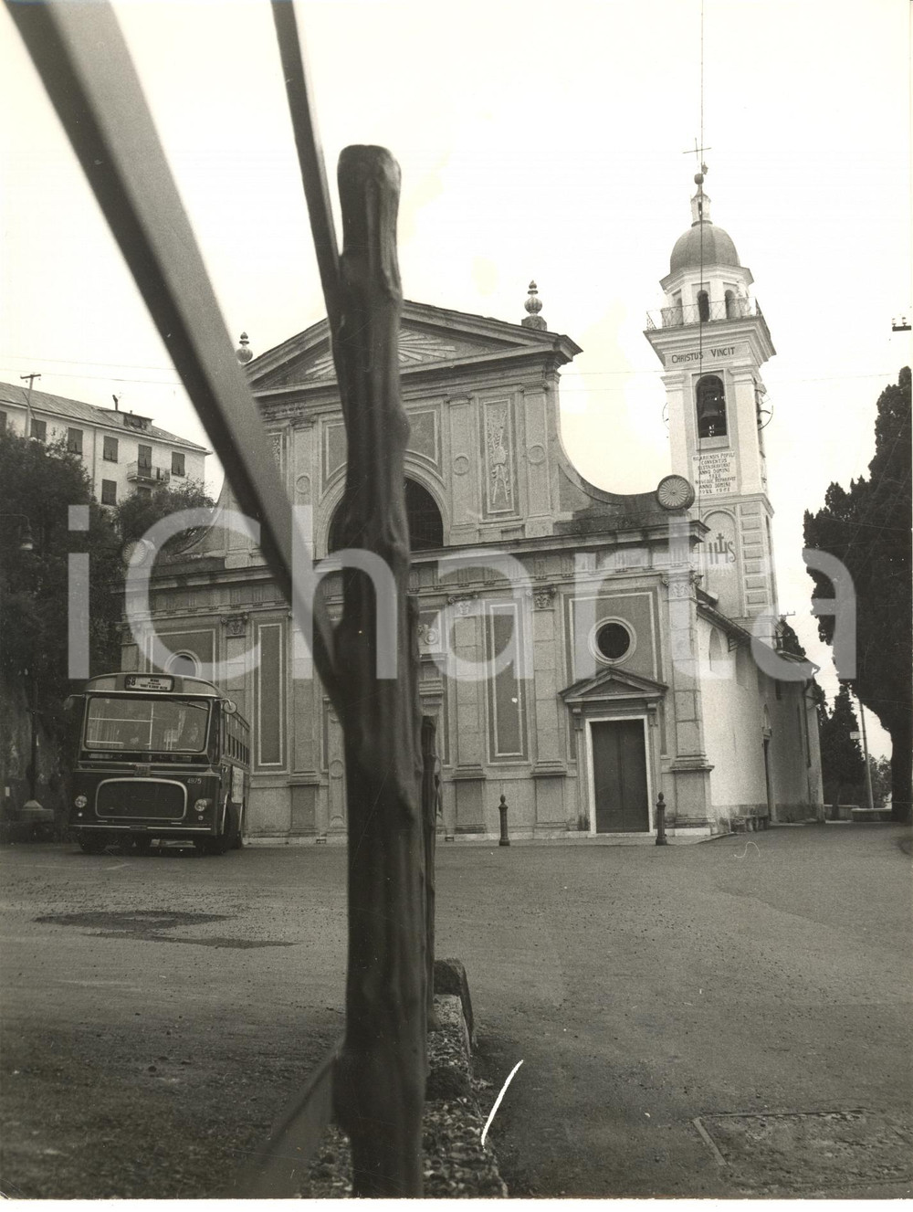 1970 GENOVA Veduta della chiesa di Sant'Ilario con pullman *Foto ARTISTICA 18x24