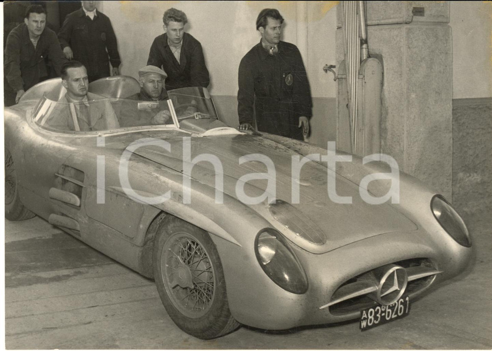1955 BRESCIA Karl KLING agli allenamenti MERCEDES per la MILLE MIGLIA - Foto