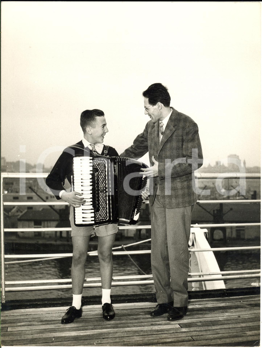 1966 GENOVA M/N AUGUSTUS Partenza Guido BOGLIOLO campione mondiale fisarmonica