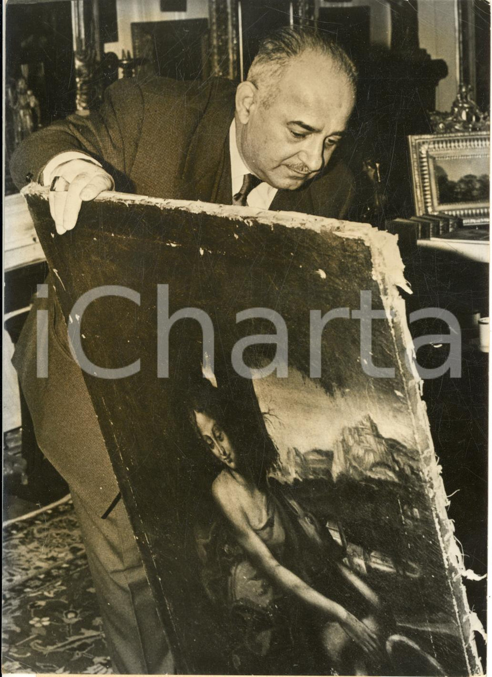 1962 LYON Mercante d'arte Nicos DIKHEOS con la presunta "Leda" di LEONARDO