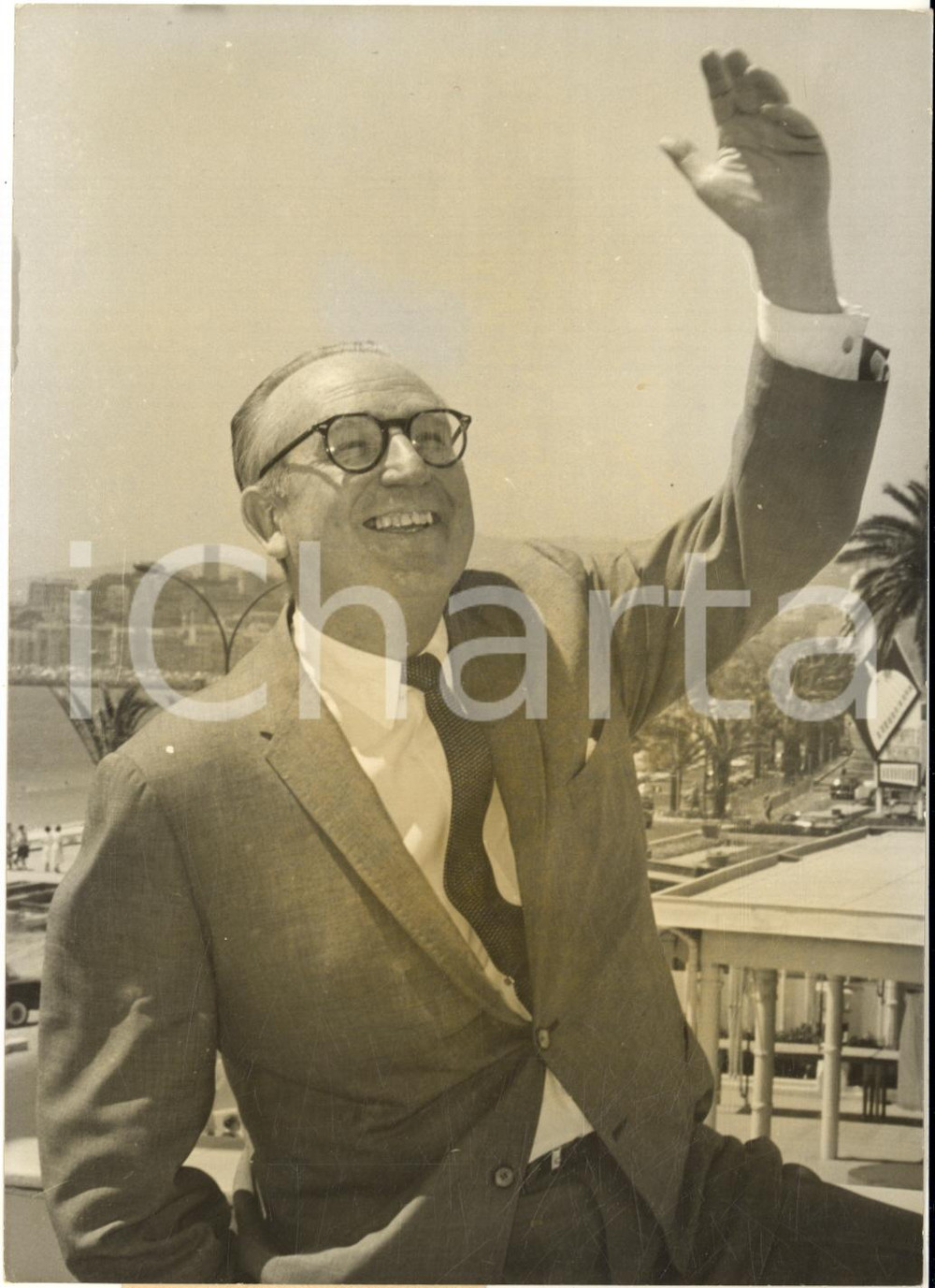 1962 FESTIVAL DI CANNES Harold LLOYD sulla terrazza dell'Hotel CARLTON *Foto
