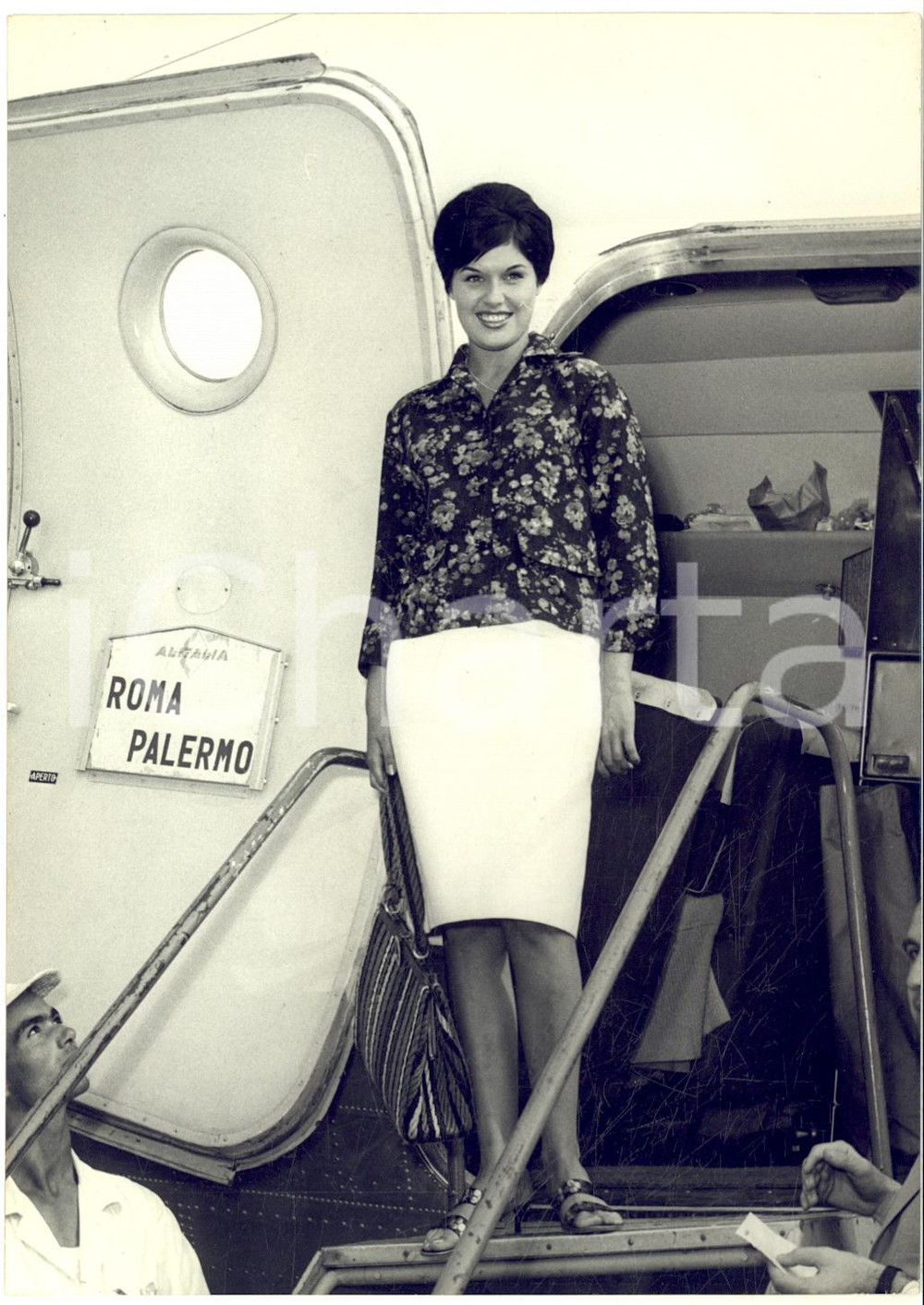 1959 PALERMO Arrivo Nettie TORP Miss Danimarca per MISS EUROPA *Foto 13x18 cm