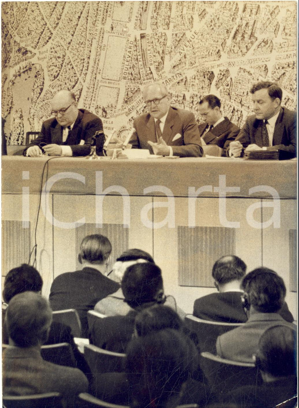 1959 PARIS NATO Ministro Halvard LANGE in conferenza stampa *Foto 13x18 cm