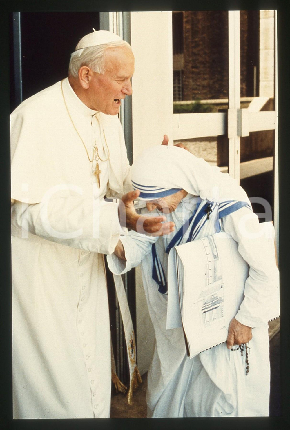 35mm vintage slide* 1990ca GIOVANNI PAOLO II Madre TERESA di CALCUTTA Ritratto 1