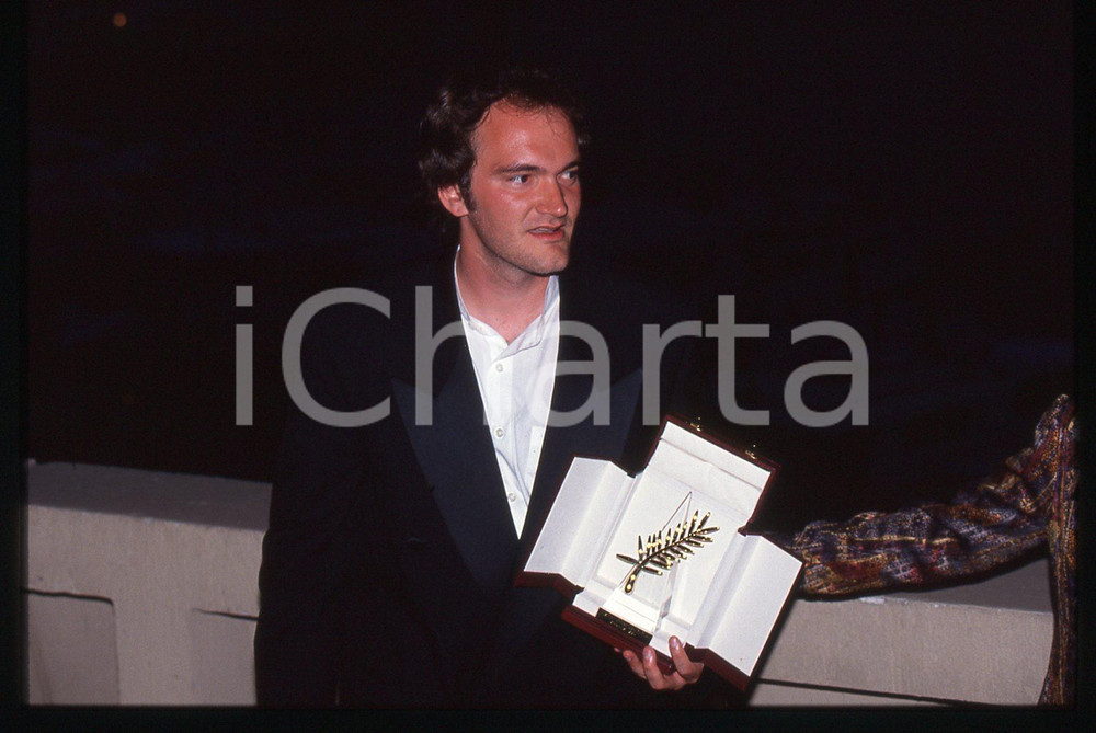 35mm vintage slide* 1994 CANNES Quentin TARANTINO mostra la Palma d'oro Ritratto