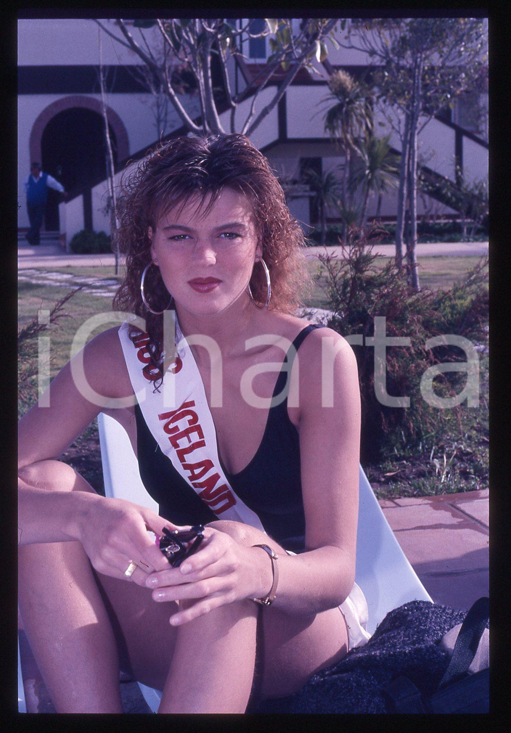 Fotografia d epoca originale 35mm vintage slide 1988 RAGUSA MISS EUROPA Magnea Lovisa MAGNUSDOTTIR Ritratto 1