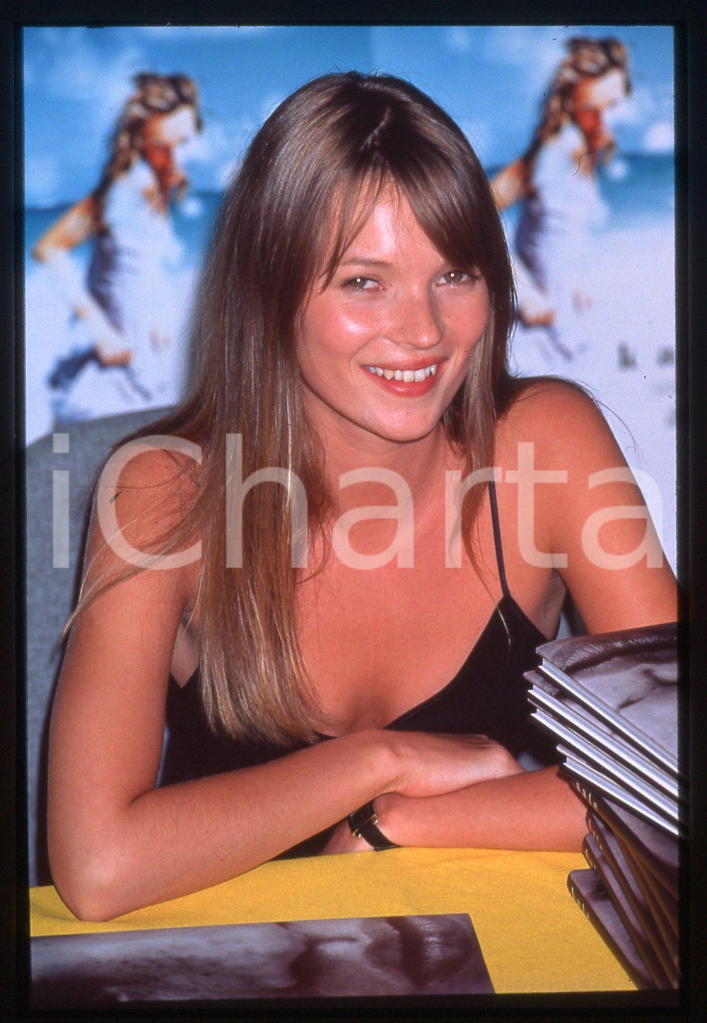 35mm vintage slide* 1995 LONDON Kate MOSS presenta autobiografia "KATE" Ritratto