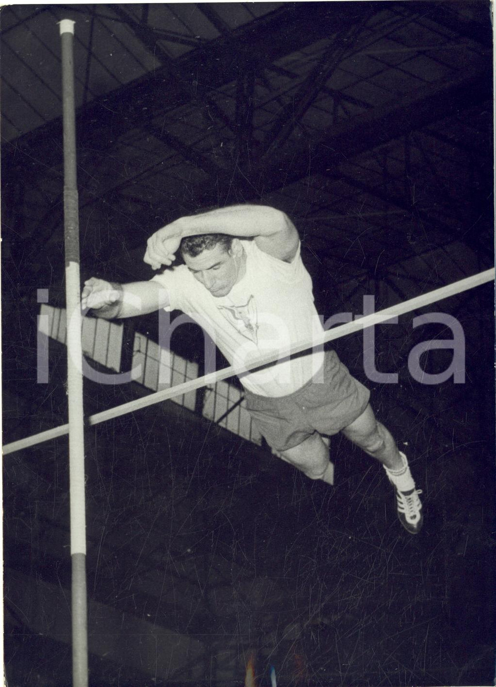 1959 PARIS ATLETICA Salto con l'asta - Don BRAGG in allenamento- Foto 13x18 cm