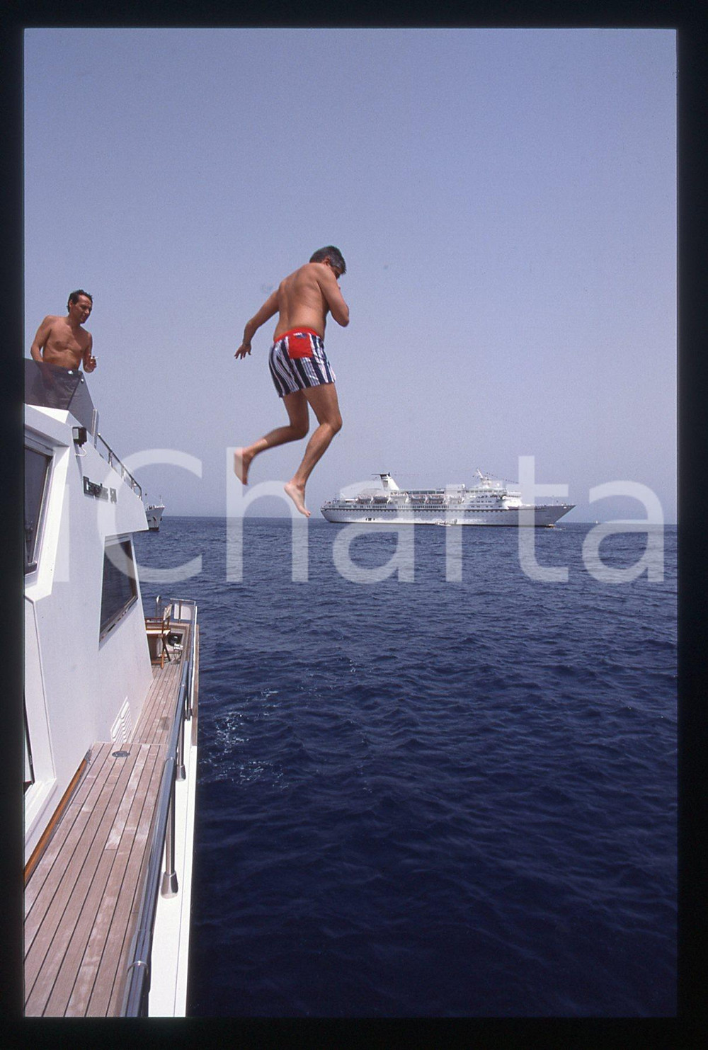 35mm vintage slide* 1999 CAPRI Pier Ferdinando CASINI si tuffa dallo yacht