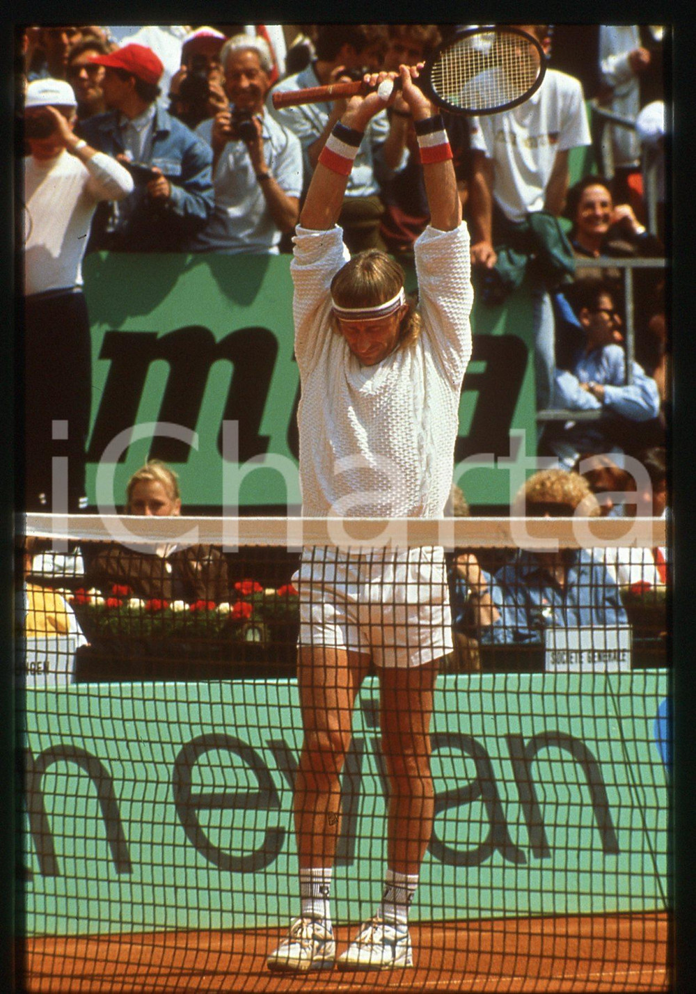 35mm vintage slide* 1991 MONTE CARLO OPEN - Bjorn BORG Stretching pre-partita 4
