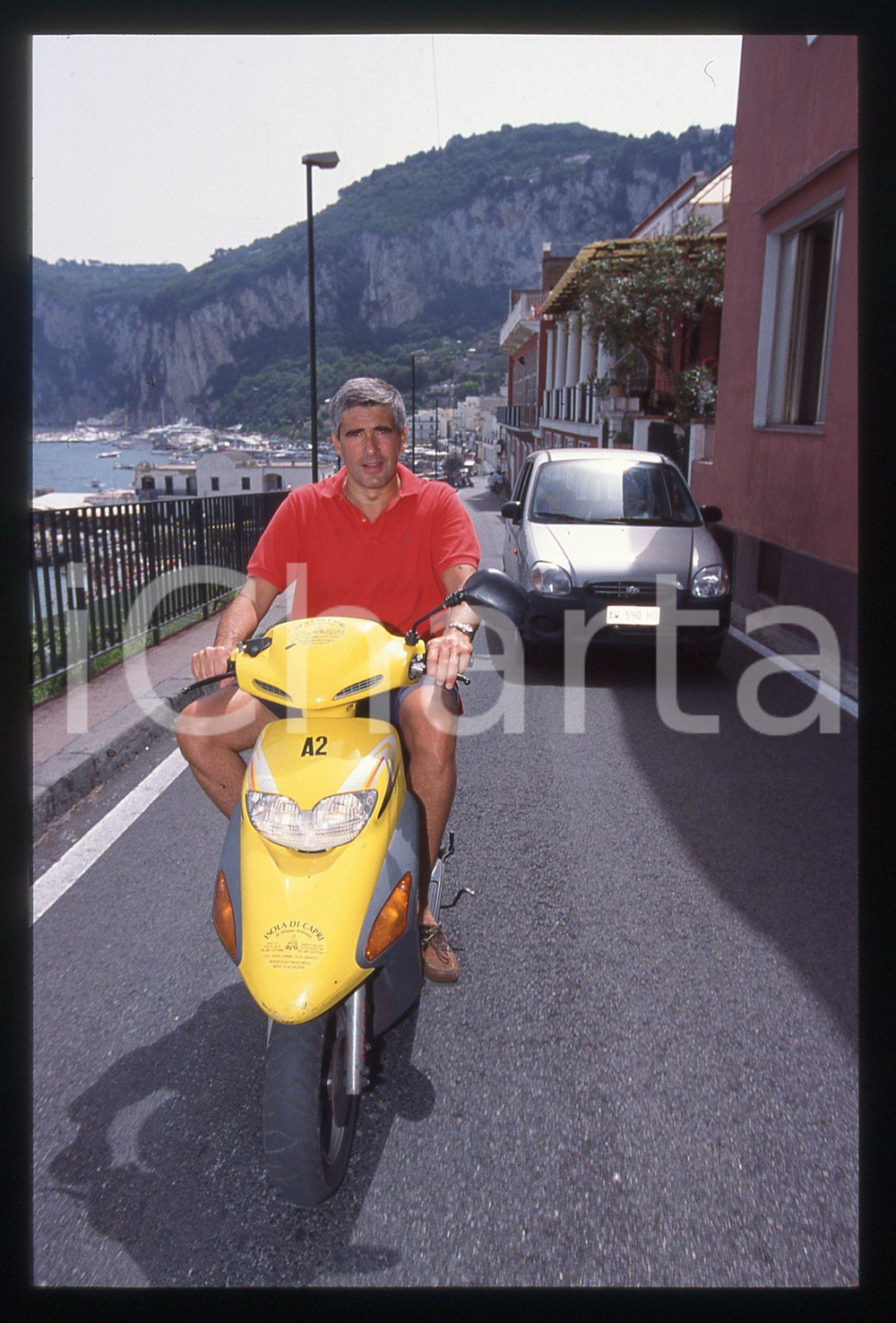 35mm vintage slide* 1999 CAPRI Pier Ferdinando CASINI a bordo di uno scooter