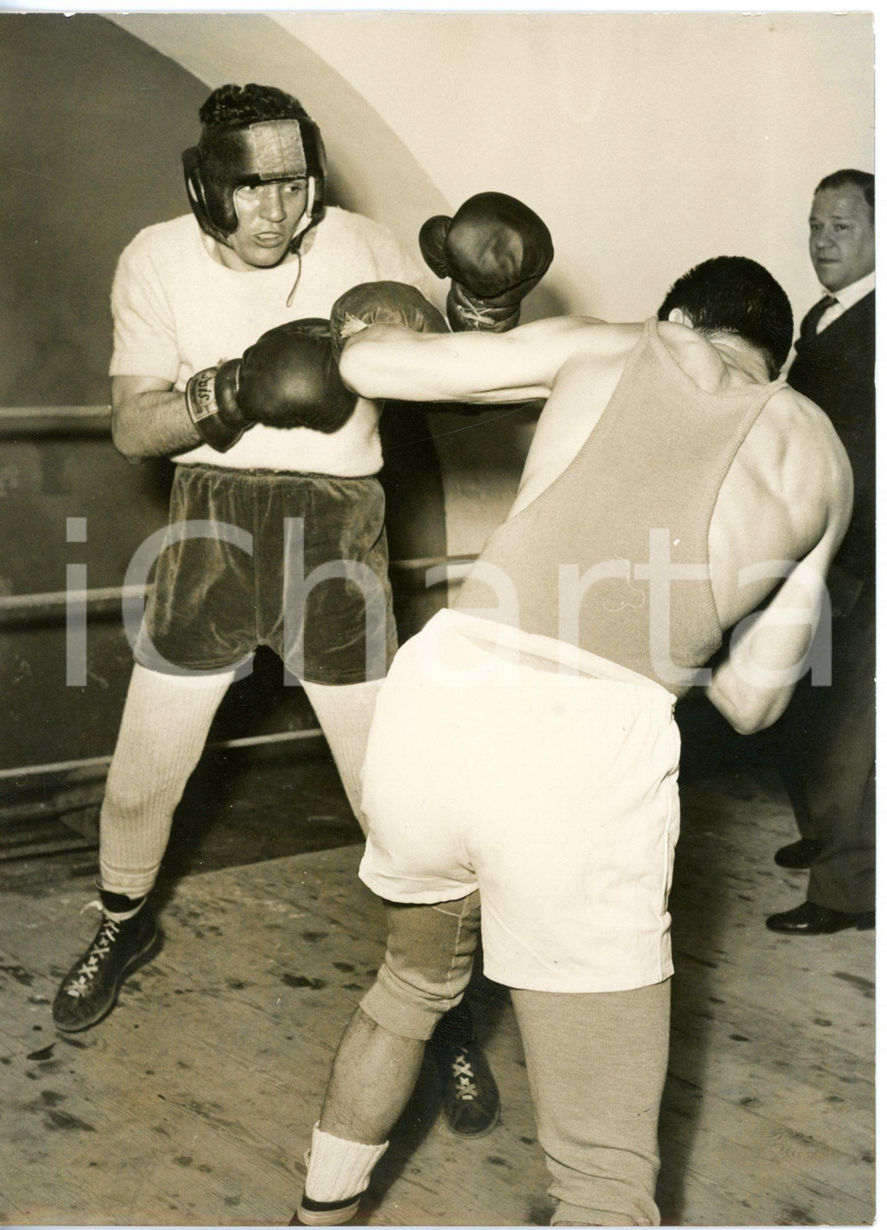 1957 ROMA BOXE Il pugile Emilio MARCONI si allena per titolo europeo Pesi Welter