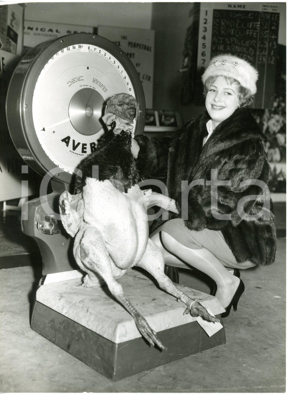 1959 LONDON OLYMPIA Poultry Show - Actress Virginia VERNON with heaviest turkey