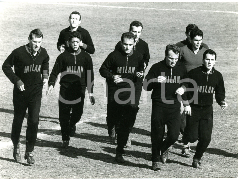 1965 MILANO CALCIO Allenamento MILAN  Mario BARLUZZI Giovanni LODETTI Bruno MORA