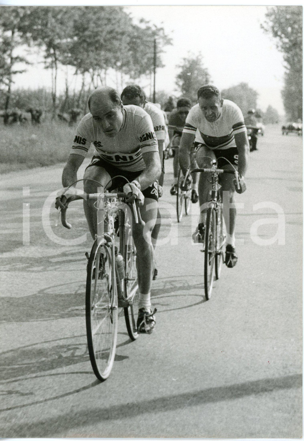 1957 CICLISMO 40° Giro d'Italia 1^ tappa - Miguel POBLET e Rik VAN STEENBERGEN