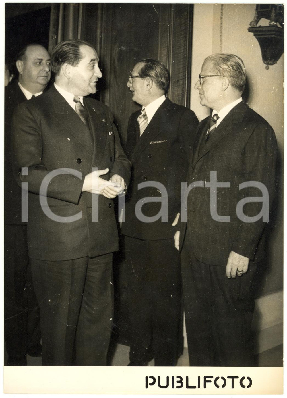 1955 ROMA Giovanni GRONCHI riceve Pierre MENDÈS FRANCE *Foto 13x18 cm