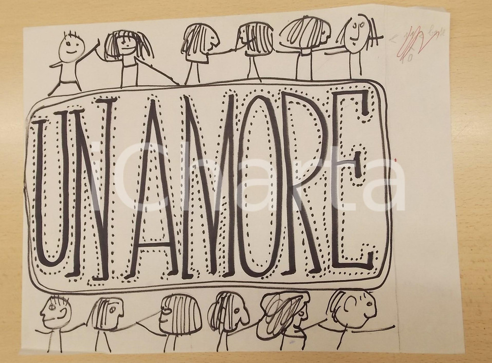 Stampa, bozzetto originale 1960 ca BRUNETTA Bruna MATELDI MORETTI Un amore  Disegno originale 1