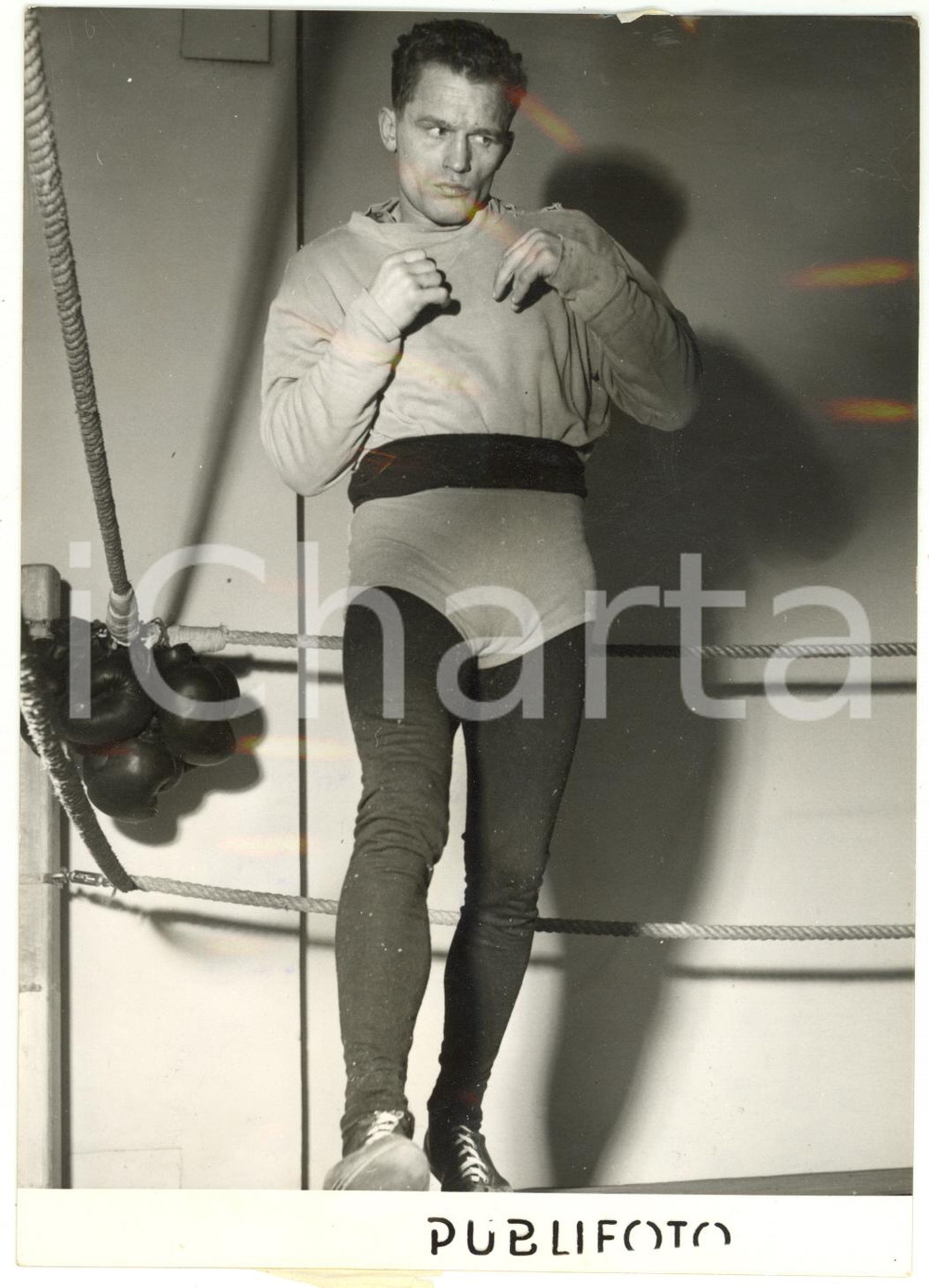 1954 MILANO BOXE Allenamento di Jorgen JOHANSEN campione d'Europa Pesi Leggeri