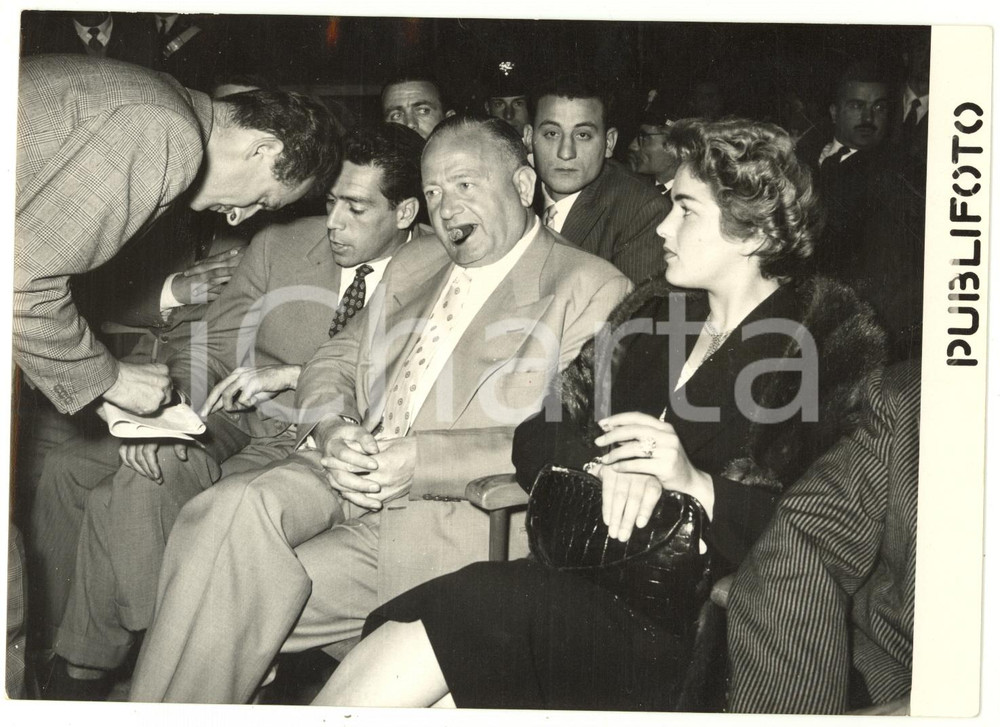 1954 ROMA BOXE Allenamento Tiberio MITRI - Jack SOLOMONS Fulvia FRANCO in platea