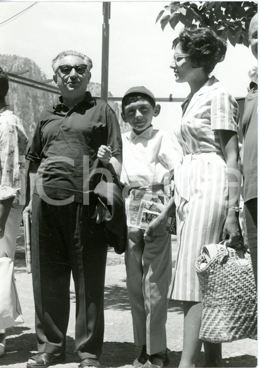 1960 ca CAPRI - Giovanni LEONE in vacanza con la moglie e il figlio *Foto 13x18