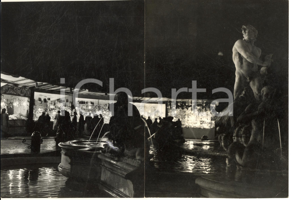 1956 ROMA Piazza Navona - Le tradizionali bancarelle di Natale *Foto DOPPIA