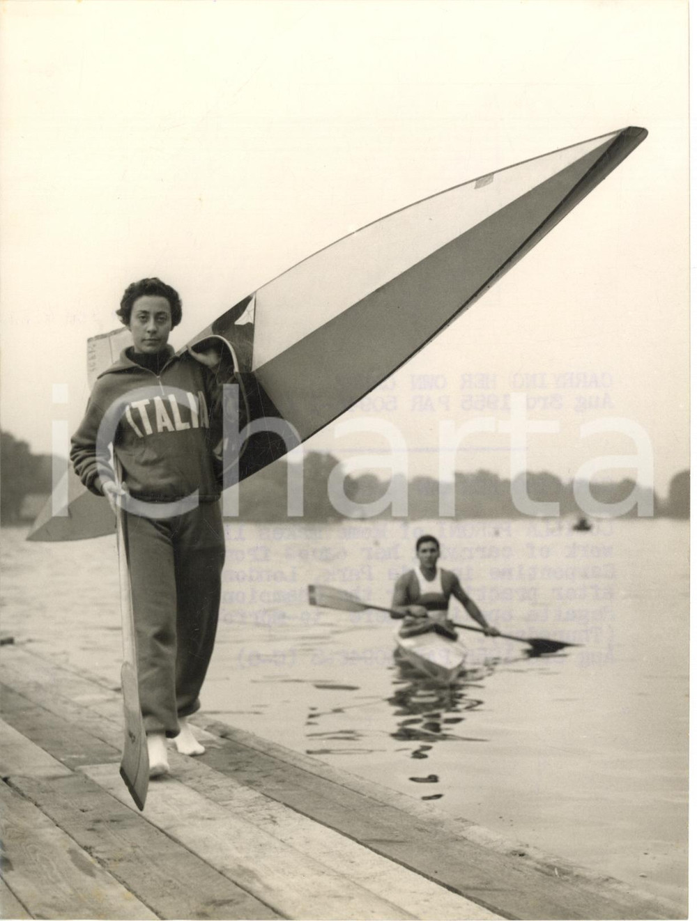 1955 LONDON Championship Regatta - Kayaker Lucilla PERONI *Photo 15x20 cm