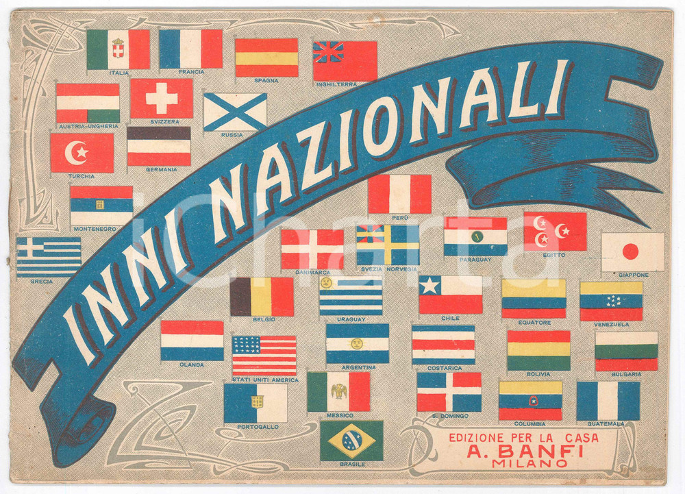 Libro, pubblicazione d epoca 1910 ca Ditta Achille BANFI  Inni nazionali  Album spartiti 24 pp. 1