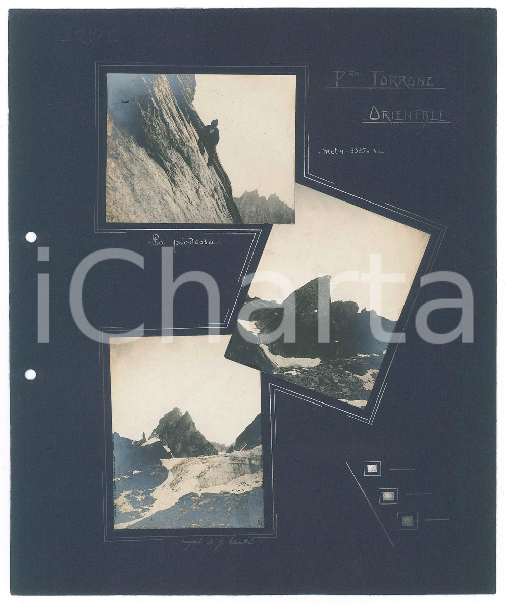 Fotografia d epoca originale 1920 ca ALPI  VAL MASINO Pizzo Torrone Orientale  Alpinista su piodessa 3 Foto 1