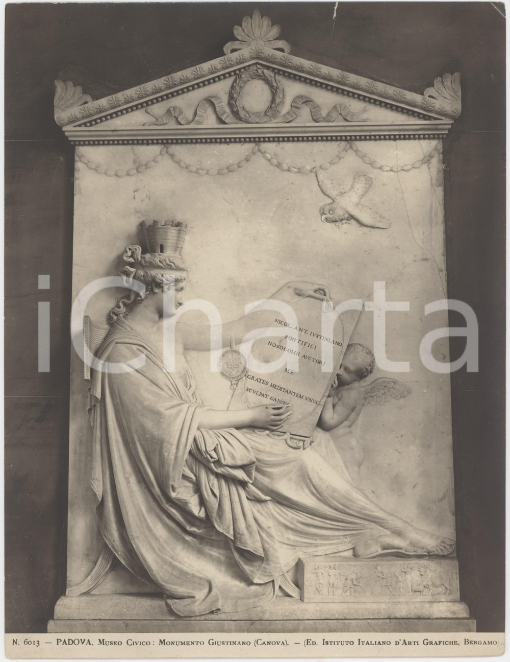 Fotografia d epoca originale 1940 ca PADOVA Museo Civico  Monumento a Giustiniano di Antonio CANOVA  Foto 1