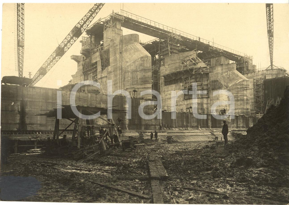 Fotografia d epoca originale 1930 ca SVIRSTROJ ex URSS Stabilimento industriale in costruzione  Foto RARA 1