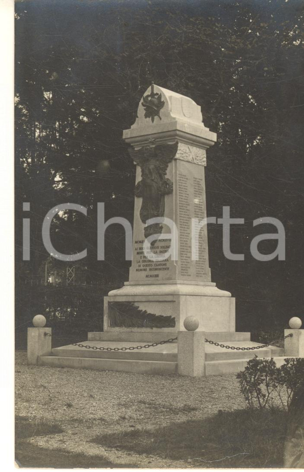 Fotografia d epoca originale 1923 LOSANNA SVIZZERA Colonia italiana  Monumento ai Caduti  Foto 9x14 cm 1