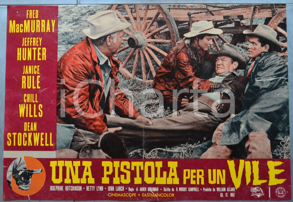 Materiale cinematografico d’epoca 1957 WESTERN  GUN FOR A COWARD Una pistola per un vile  Lobby card 3 1