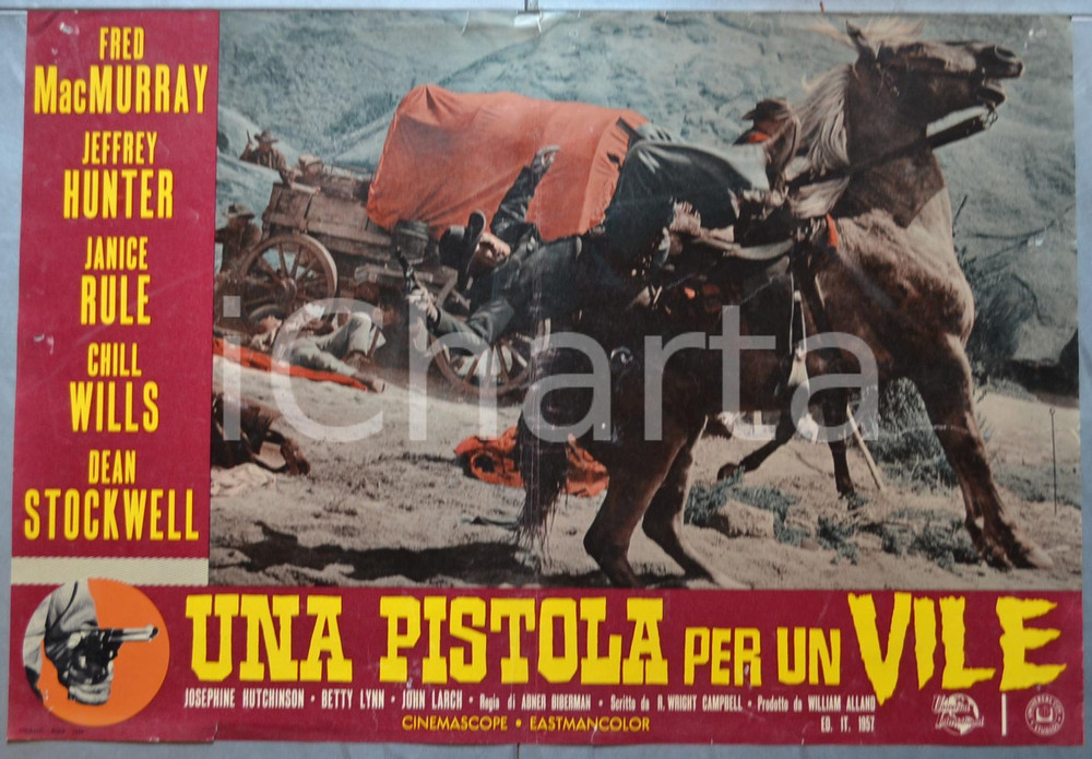 Materiale cinematografico d’epoca 1957 WESTERN  GUN FOR A COWARD Una pistola per un vile  Lobby card 5 1
