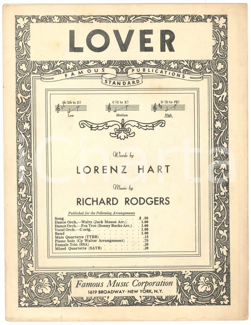 Oggetto da collezione cartaceo 1933 Richard RODGERS Lorenz HART Lovers  Spartito 1
