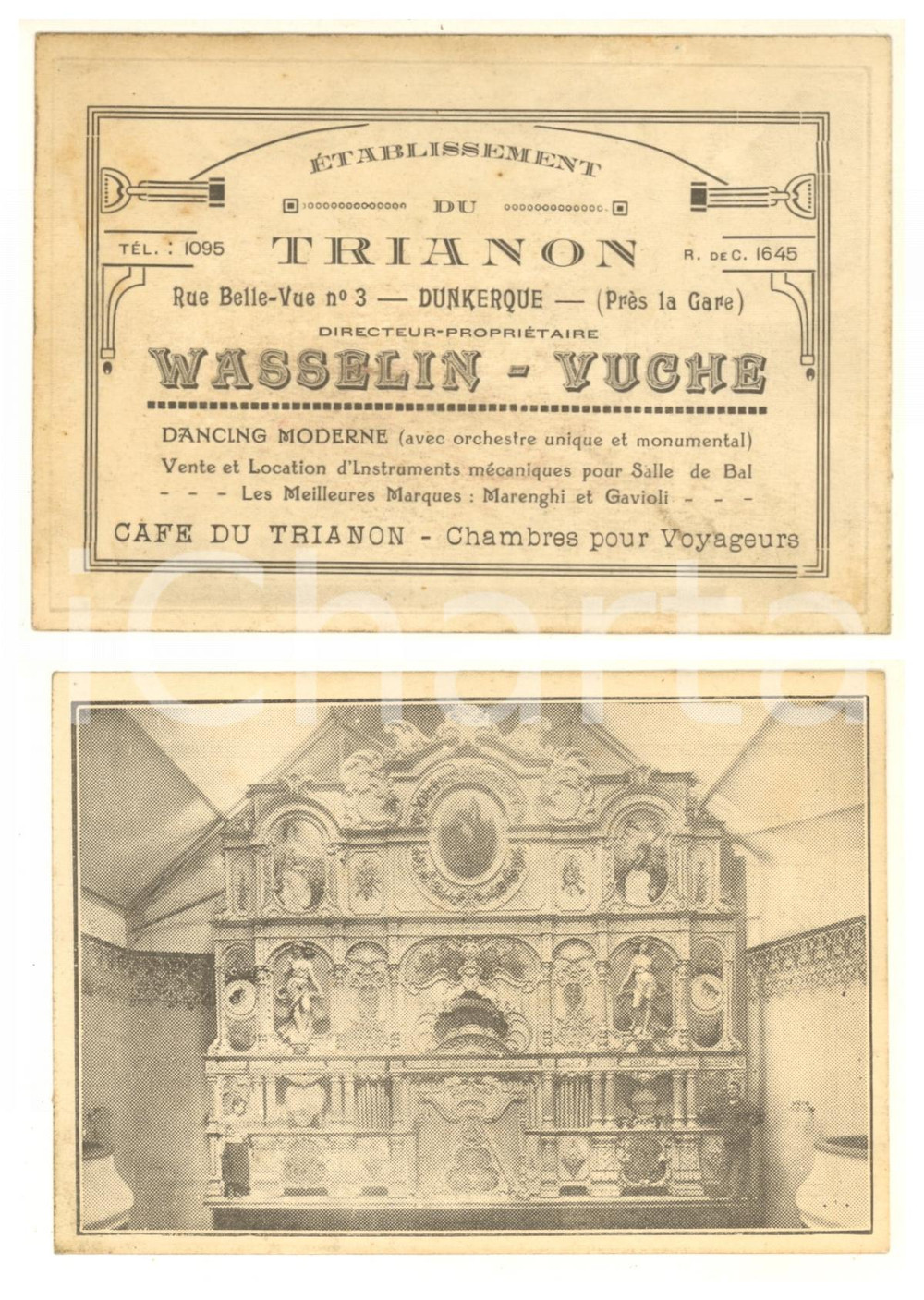 Oggetto da collezione cartaceo 1910 ca DUNKERQUE Café du TRIANON  Directeur VASSELINVUCHE Biglietto 1