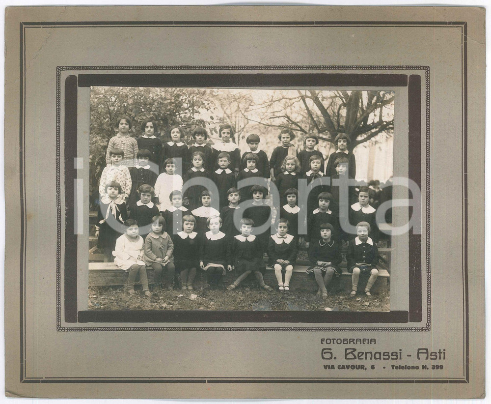 Fotografia d epoca originale 1932 ASTI Classe elementare  Ritratto Fotografia G. BENASSI 25x21 cm 1